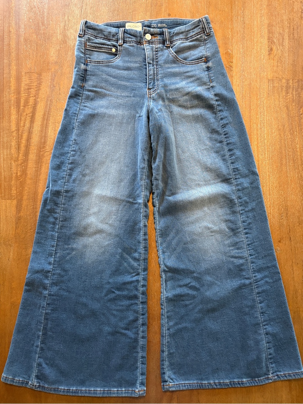 Pilcro Wide-Leg Jeans in Medium Blue Wash